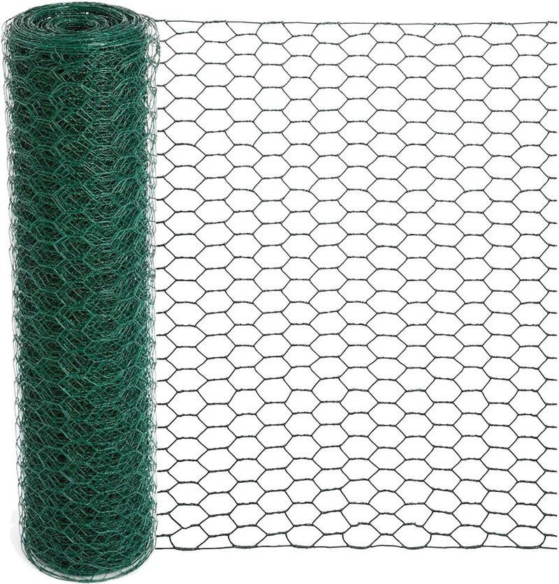 Mklsit Chicken Wire for Floral Arrangements, 15.7 x 157 Inches Green Mesh, 0.6 Inch Hexagonal Galvanized PVC Coated Netting Fence for Crafts, Poultry, Garden - Image 1